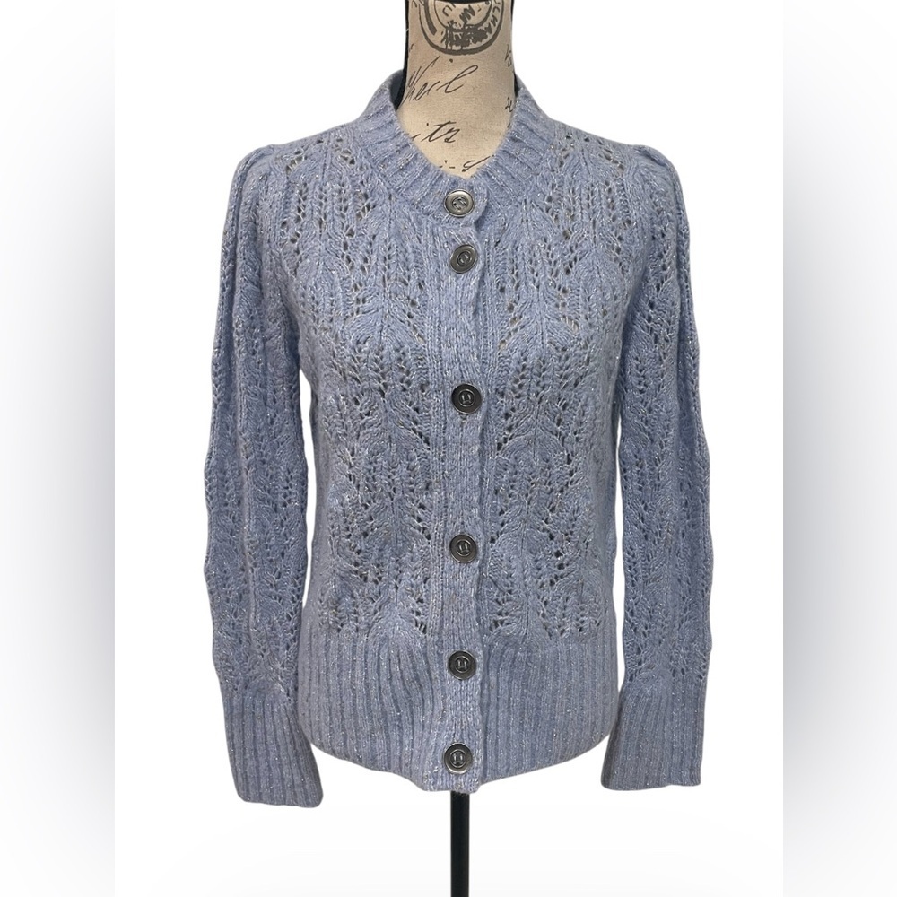 TONET Made in Italy Blue Merino Wool Cashmere Cardigan IT 44 Chic Sweater
